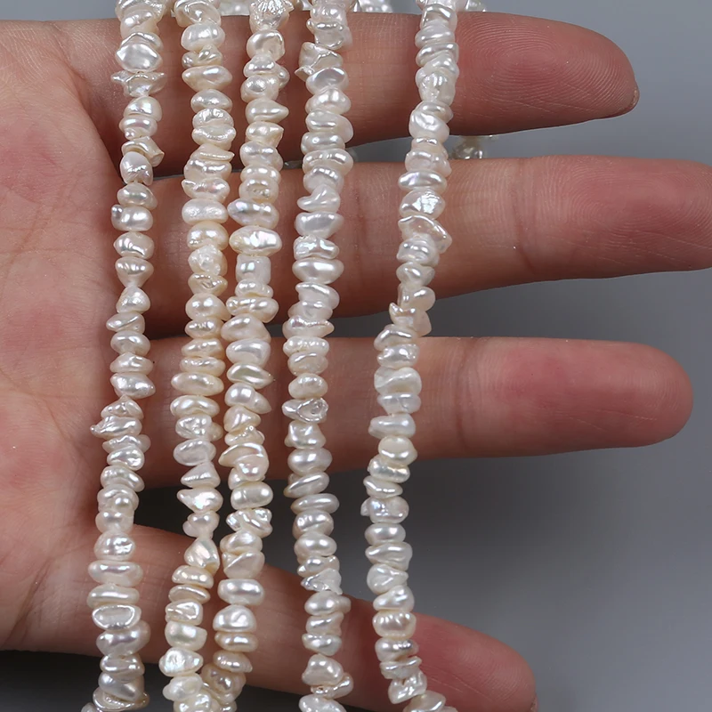 

Natural center-drilled  loose white keshi pearl strands, Natural white