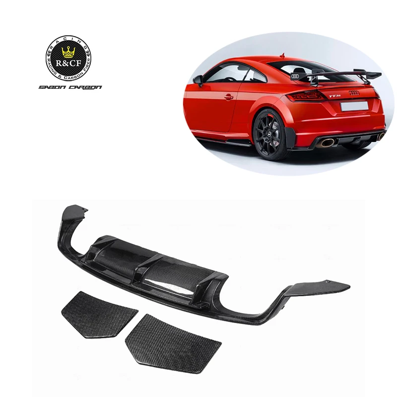 

For 15-19 Audi TTS/TTRS MK3 Carbon Fiber Rear Bumper Lip Diffuser with Side Splitter Spats Panel