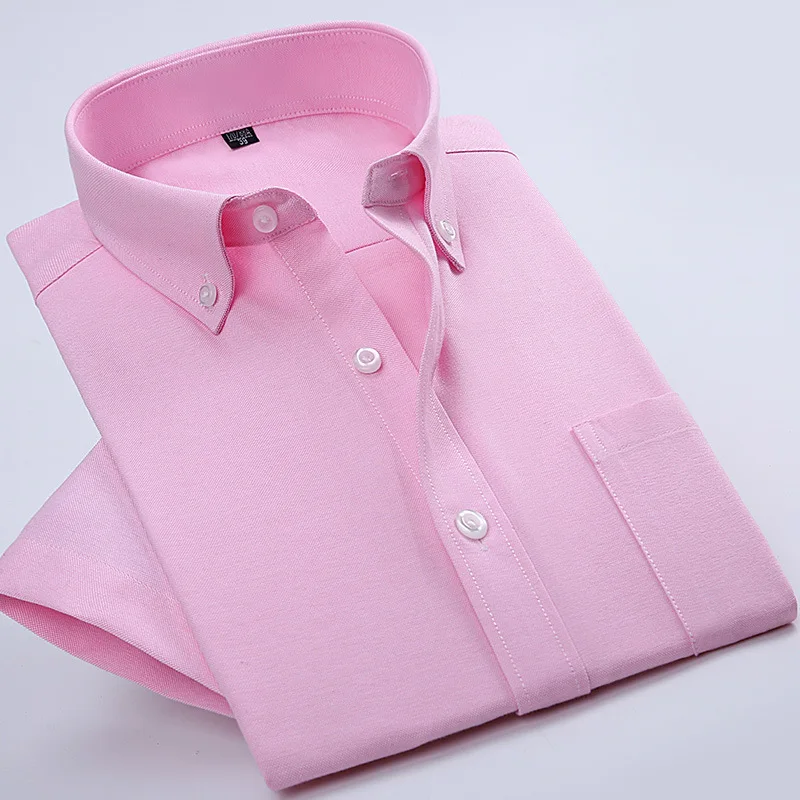 Custom casual design short sleeve mens camisas 60% cotton chemise homme oxford dress shirt