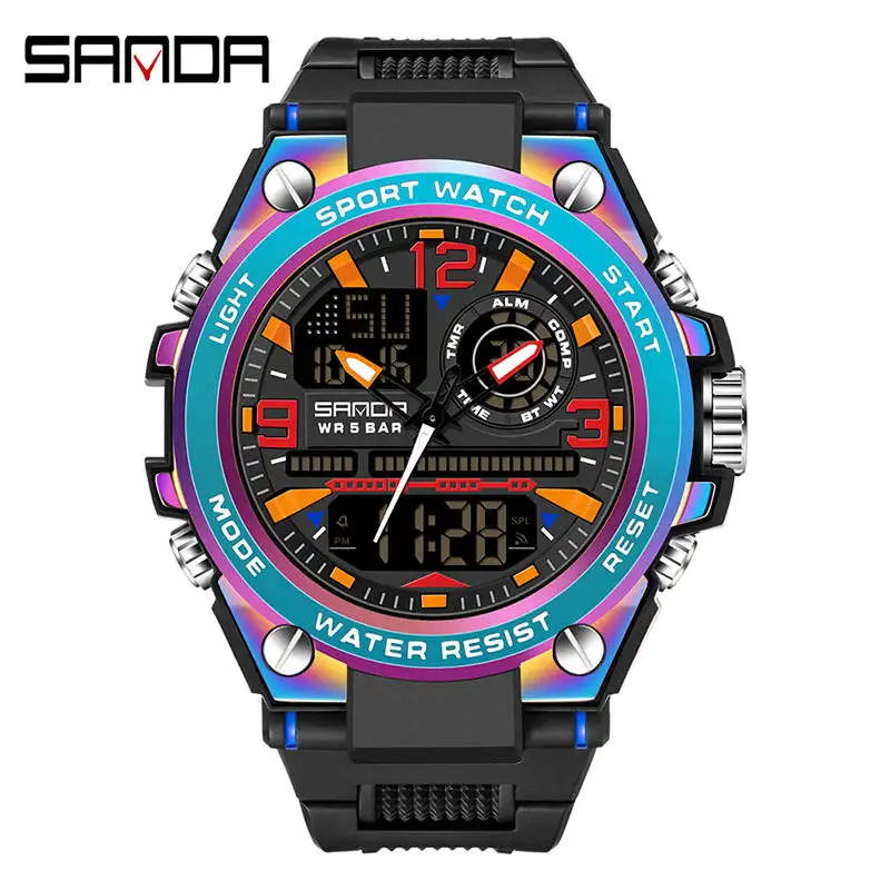 

Sanda 6024 Sports Analog Digital Men Watches Reloj Waterproof Clock New Sanda Watch