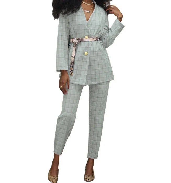 

2020 New arrivals women Long sleeve v neck top and Long pants fashion casual two piece set women clothing