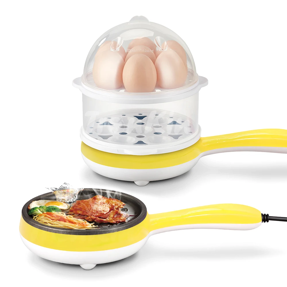 Double Layer Mini Electric Egg Boiler Non-stick Frying-pan Rapid Egg Cooker for 14 Eggs