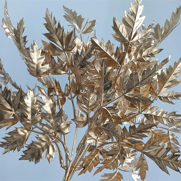 China Factory B-2813 Multifarious Artificial Gold Monstera Palm Leaves for Garden