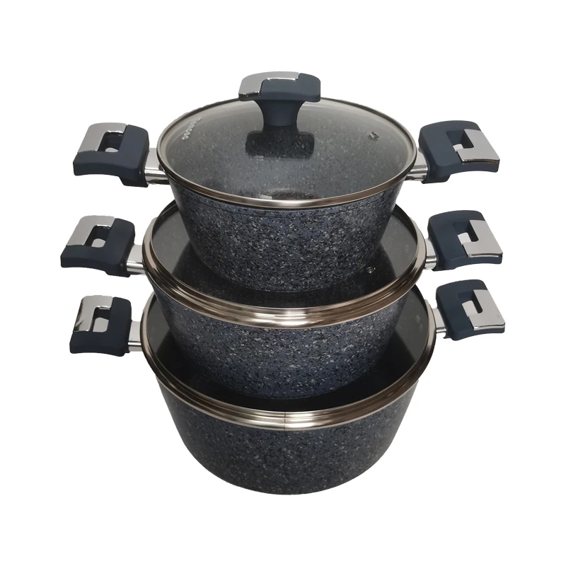 

2021 New Style Medical Stone pot 6 Pcs cookware sets, Blue