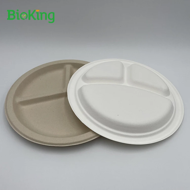 

Cheap unbleached plate unbleach salad bowl with lid Take away Disposable bagasse pulp paper tray, Bleached;natural
