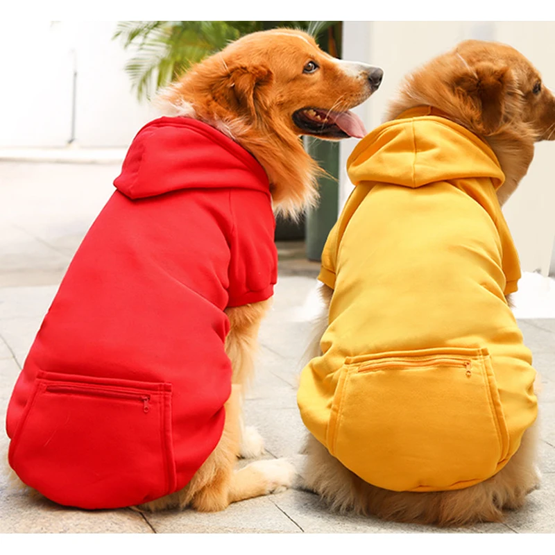 

2022 New Fashion Big Large Dog Outdoor Winter Warm Cotton Drawstring Pet Coat Jacket Blank Dog Hoodie Clothes