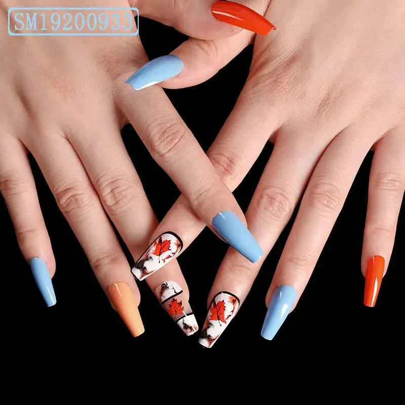 

Natural Fashion nail tips Various colors fake nails Decorated printing false nails, Multi color