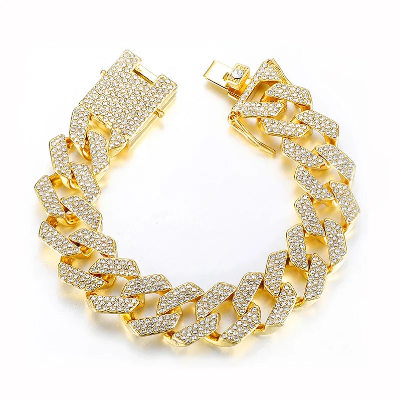 

2021 New Hot Sale Hip Hop Rhinestone Bracelet Men's Diamond Cuban Bracelet
