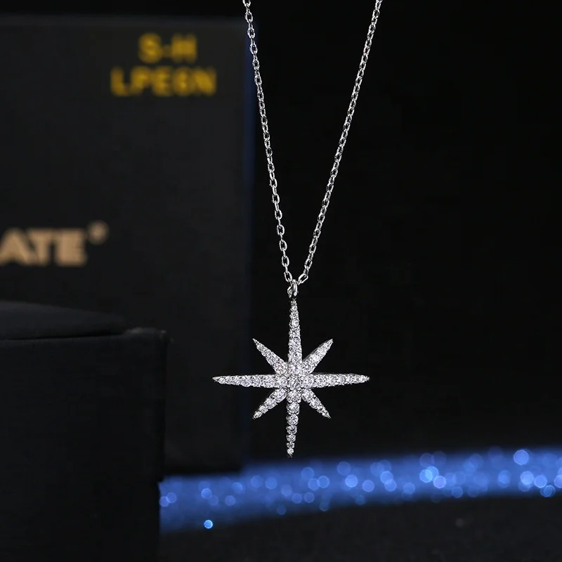 

Fashion Classic Star Necklace Adjustable Chain High Quality Cubic Zircon Jewelry Star Pendant Necklace For Women