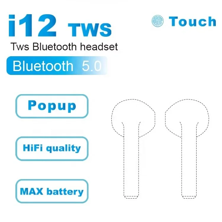 
Amazon TWS 5.0 Wireless Earbuds i12 i12s Luxury Earphones Waterproof Sport Headphone Memory with Charger Box 