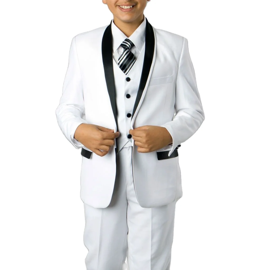 

Boy 3 Piece Wedding White Navy Blue Black Cheap Ready To Ship Jacquard Suits