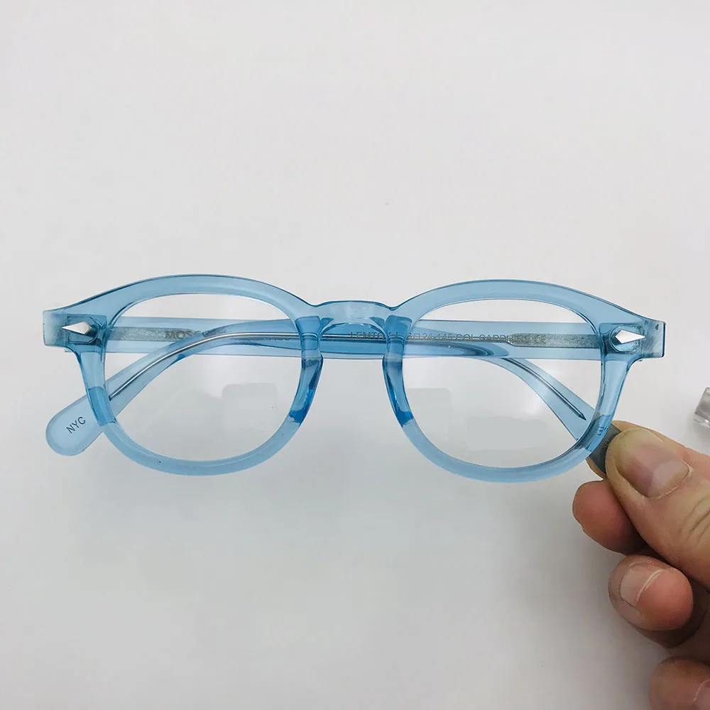 

Gozluk Transparent vintage retro acetate round eyeglasses glasses frames with logo printing johnny depp glasses, Oem/odm