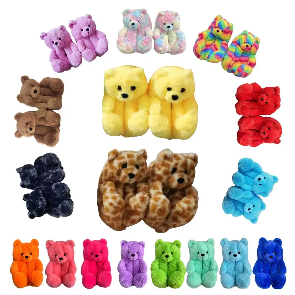 

High Quality 2021 Cheap Kids House Slippers Brown Indoor Lady Shoe Plush Women Teddy Bear Slippers