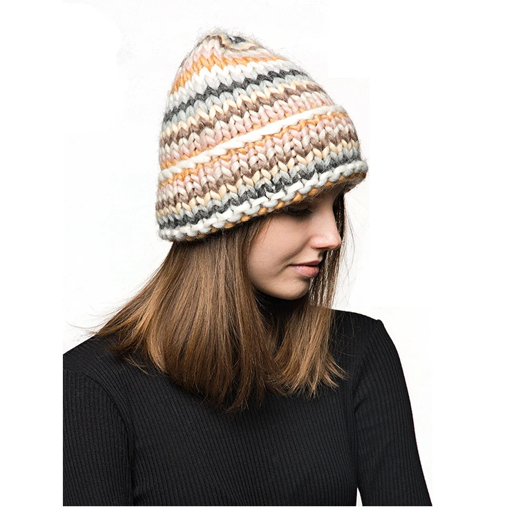 

100% Acrylic Beanie Custom Handmade Crochet Label Knitted Cuff Hat For Cheap Sale