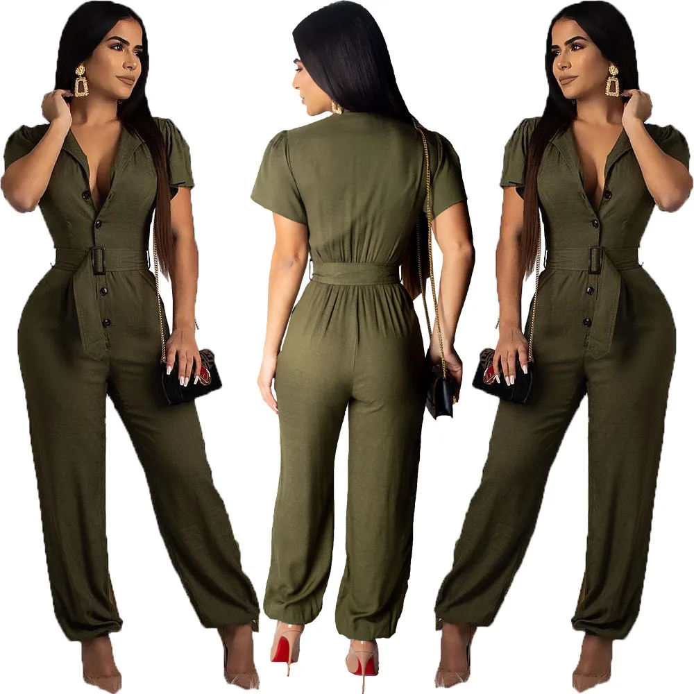 

Lady Jumpsuit Women One Piece Jumpsuits And Rompers Solid Color Casuala Bodysuits