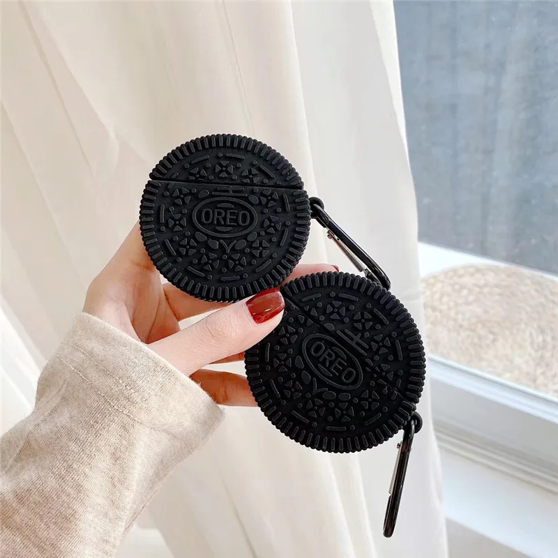 

3D Funny Oreo Cookies Design Earphone Case with Keychain for Airpods Pro Cute Biscuit Style Protective Cover for Airpods 1/2