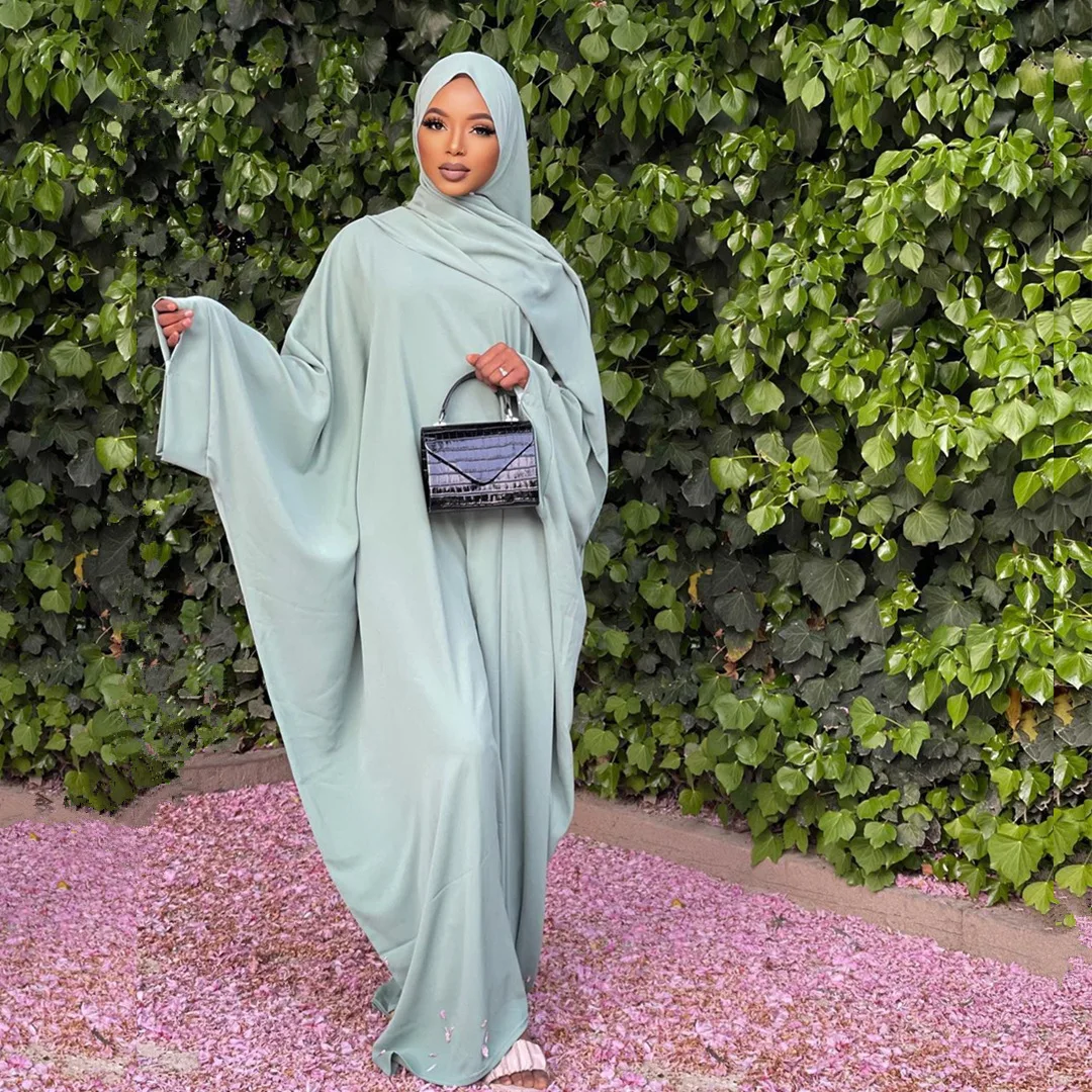

Dubai Turkey Arab Oman Elegant Chiffon Kimono for Women Muslim Solid Color 3 Layers Open Islamic Clothing Muslim Dresses Abaya, 10 colors