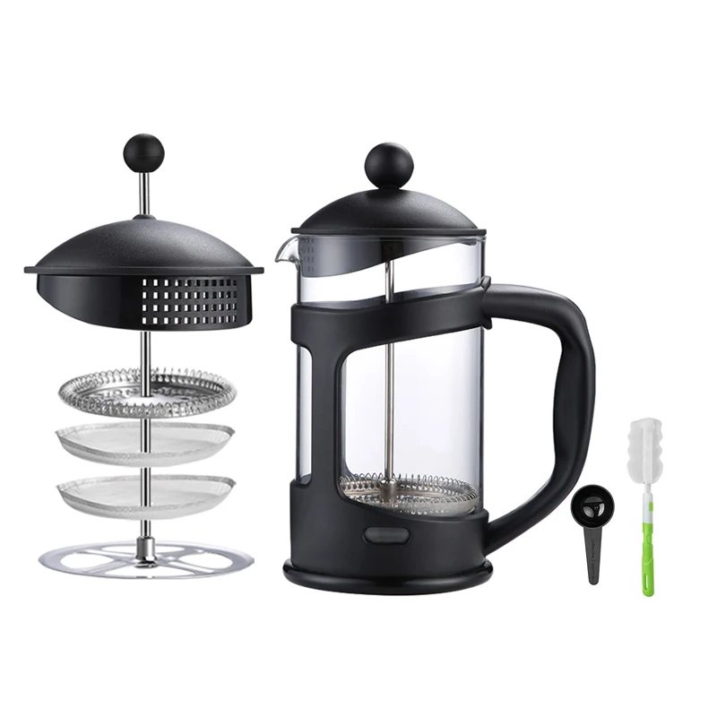 

Amazon Hot 350ml Stainless Steel Double Filter Black Cafe Tea Maker Prensa Francesa French Press Coffee Maker