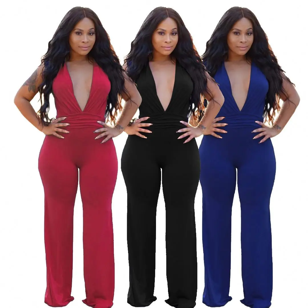 

sexy fashion ladies jumpsuit 2020 loose-fitting v-neck jumpsuit
