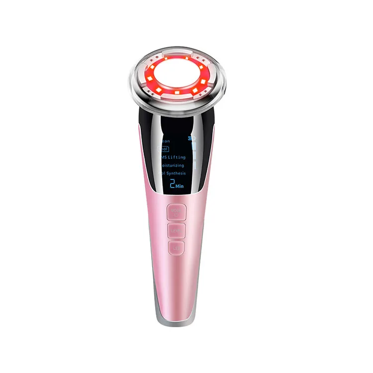 

Anti-Aging 5 in 1 LED Light Therapy Skin Tightening Facial Massager Beauty EMS skin care device, Pink white