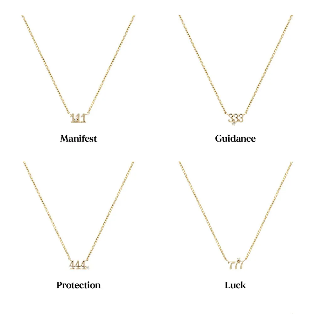 925 Sterling Silver Fashion Jewelry Necklaces Angel Number 111 333 444 777 Zircon Gold Plated Necklaces for Women Men