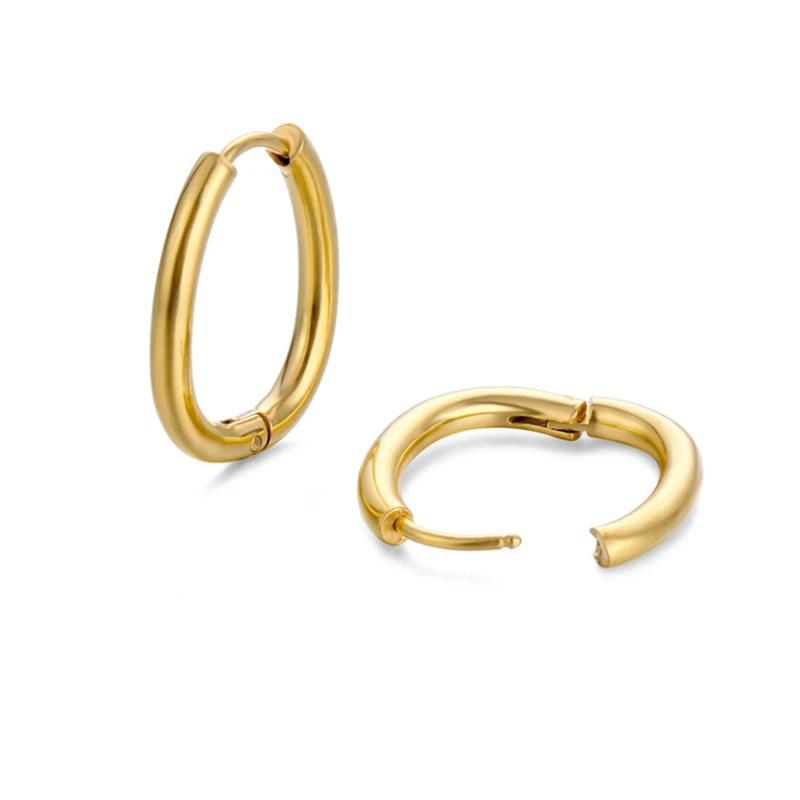 

Hip-hop Stainless Steel Gold Earrings Cold Wind Geometric Oval Jewelry Women Wholesale