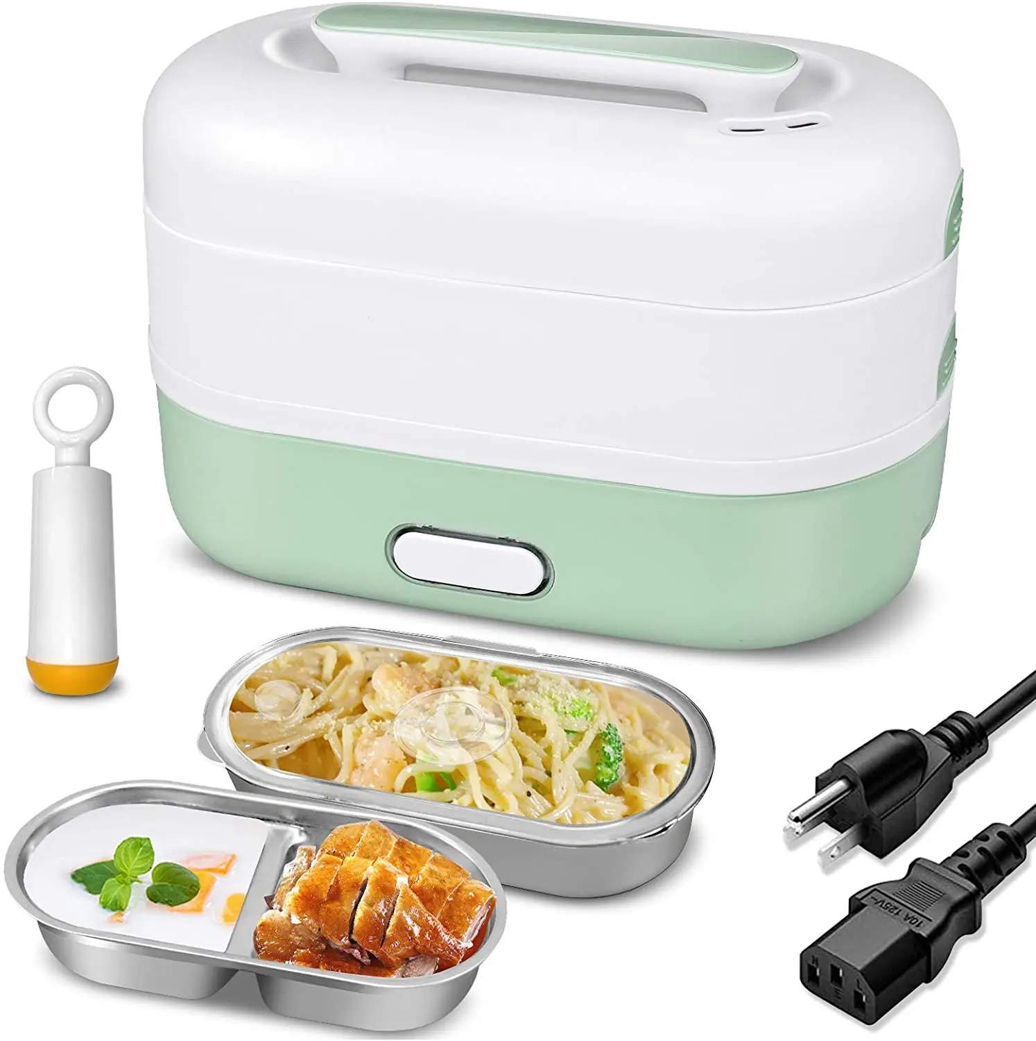 

Hotsale 110v/220v tiffin portable heated thermal electric lunch box with 2 layer