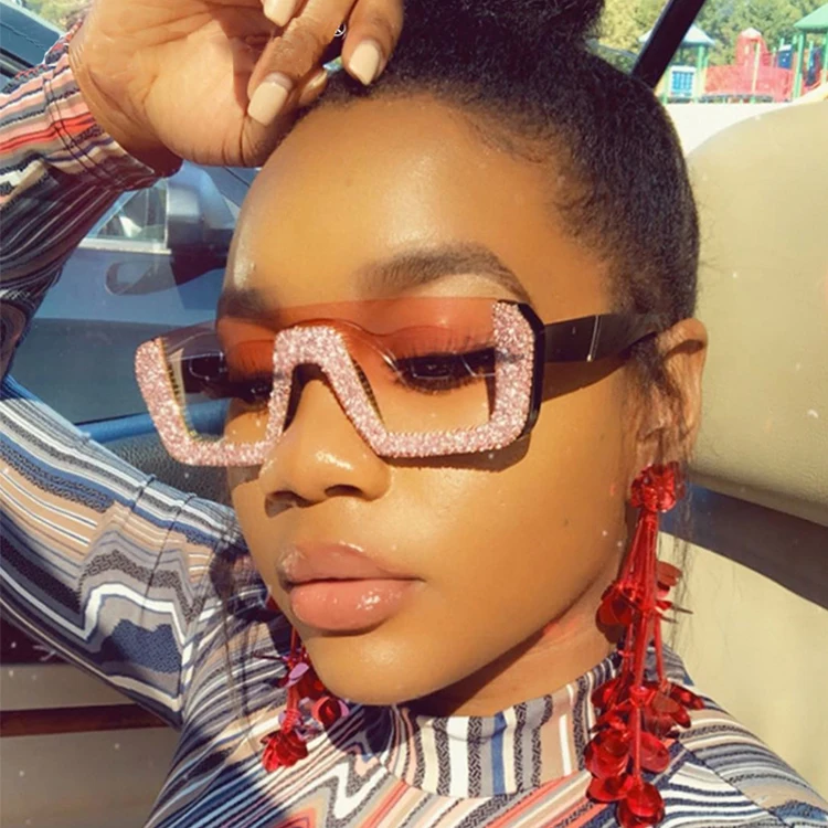 

Newest Luxury Fashionable UV400 Bright Color Bling Sun Glasses Diamond Rhinestone Frame Women Shades Sunglasses, 6 colors to choose