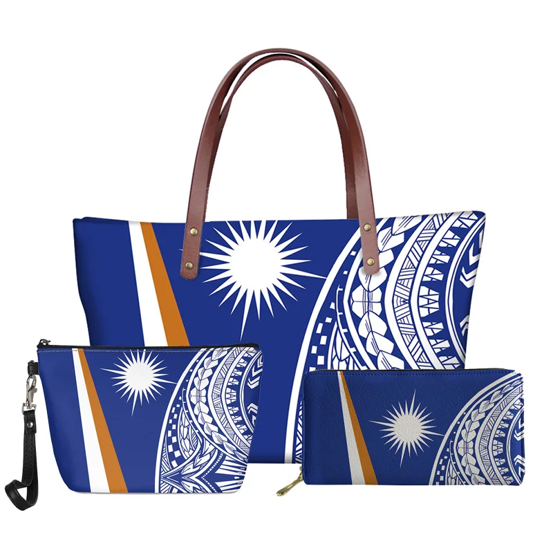 

Designer Polynesian Marshall Island Tribal Handbags and Wallets for Women Casual Hawaiian Ladies Tote Bags Handbag Neoprene