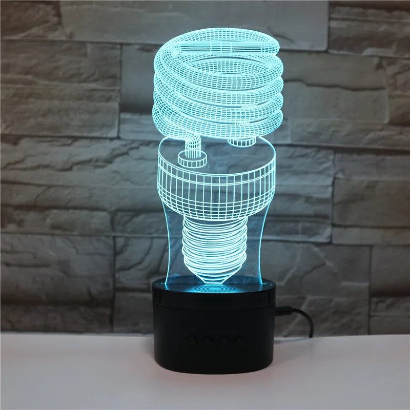 

Hot Selling Portable LED Nightlight 5 Color Changing Light Bulb Wireless Speaker Lamp Touch Sensor 3D Illusion Bedside Light