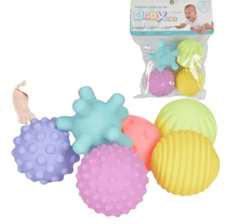 

6Pcs/Set Baby Touch Hand Ball Toys Infant Training Massage Soft Rubber Textured Multi Sensory Tactile Pinch Bath Hand Ball Toy