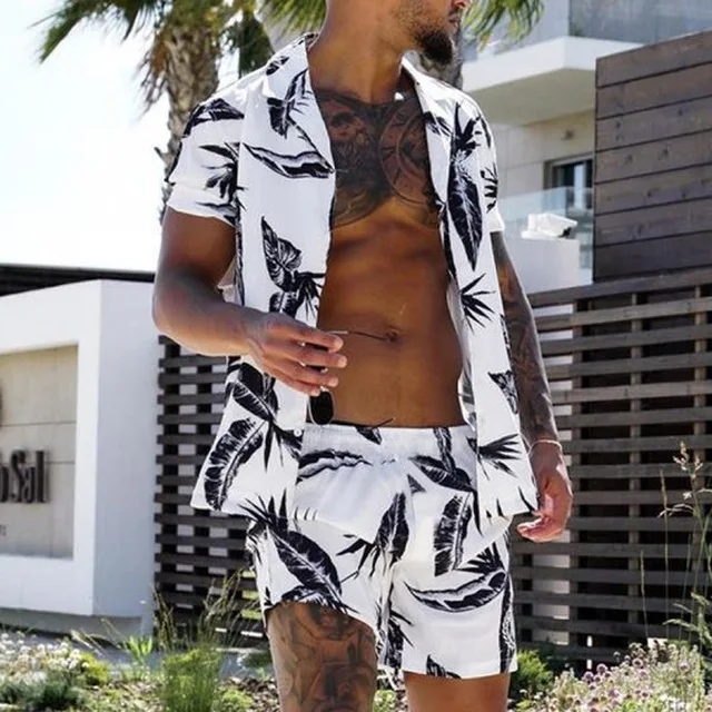

2022 Men's Summer Plus Size Outdoor Two-piece Suit Home Clothes Pajamas Comfy Daily High Quality Shirts Sets, Picture