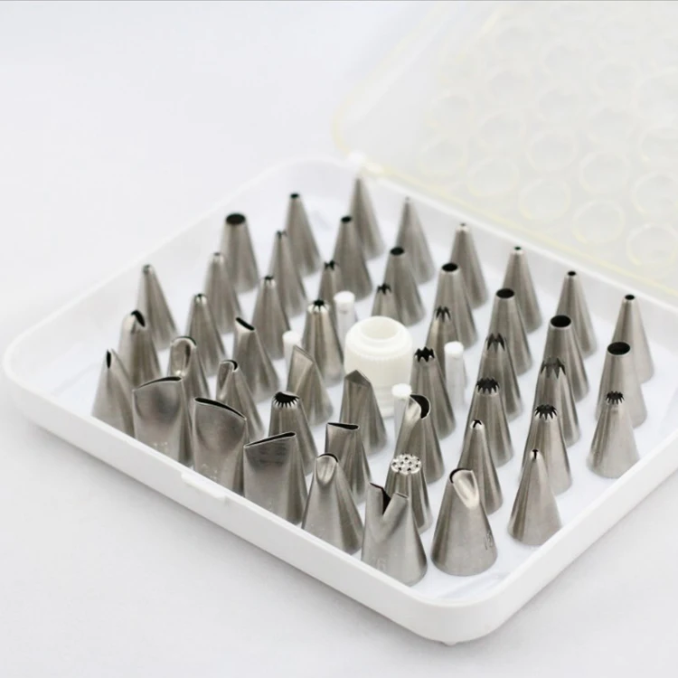 

2020 Amazon hot sale 304 Stainless Steel Nozzles Tips Cake Decorating Nozzles Floral Piping Icing Tips Sets 48/52 pcs, Stainless steel plaint color