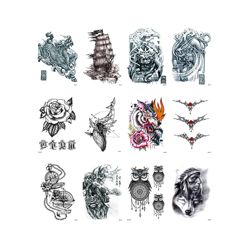 

Custom Temporary Tattoo Sticker full back Skull Tattoo Stencils for Body Art Tattoo Sticker