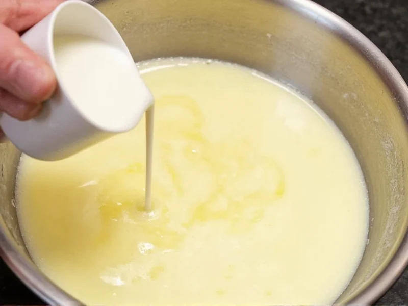 Mixing key lime pie filling with fresh juice and condensed milk