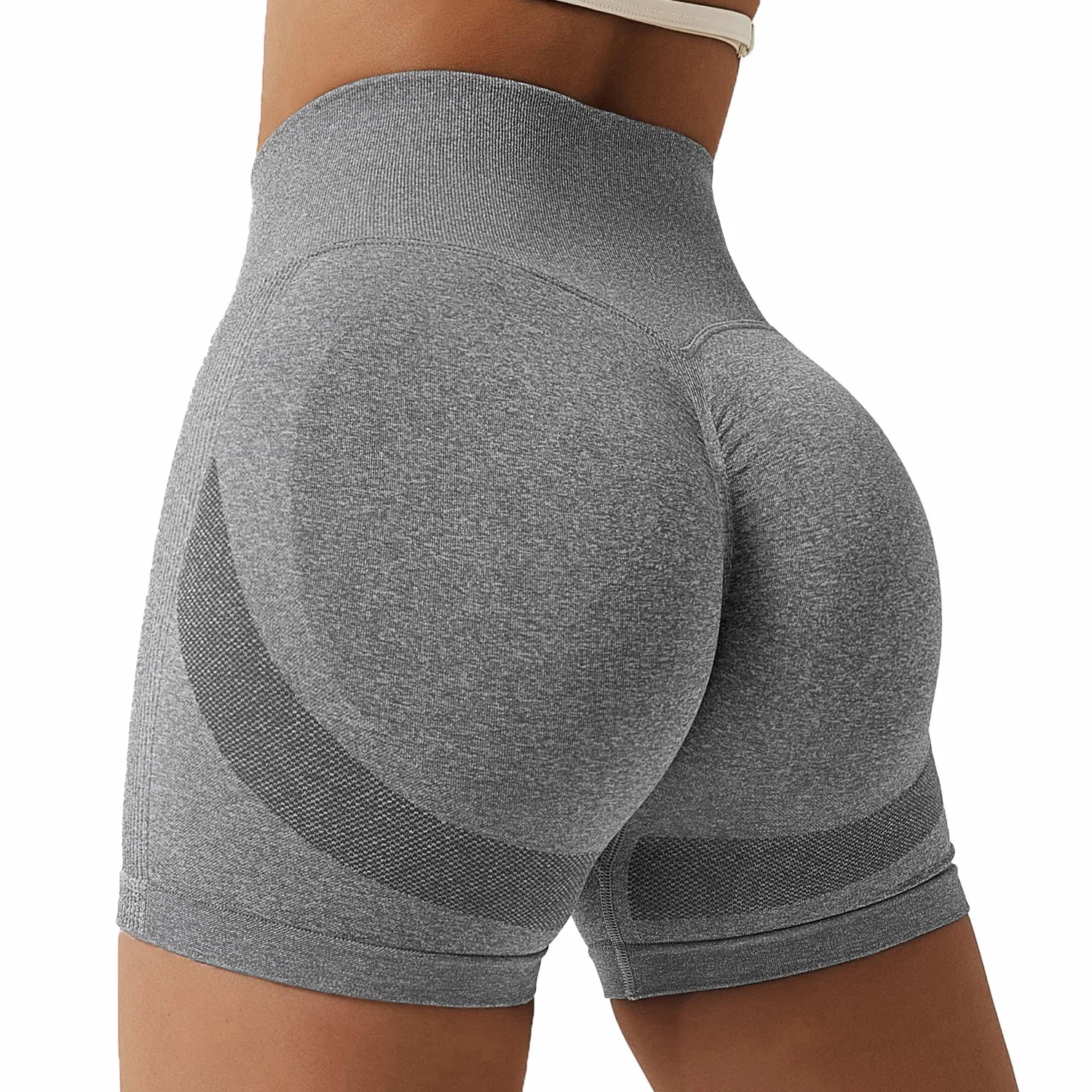 

Custom Logo Women High Waist Comfort Quick Dry Squat Proof Seamless Scrunch Back Yoga Shorts