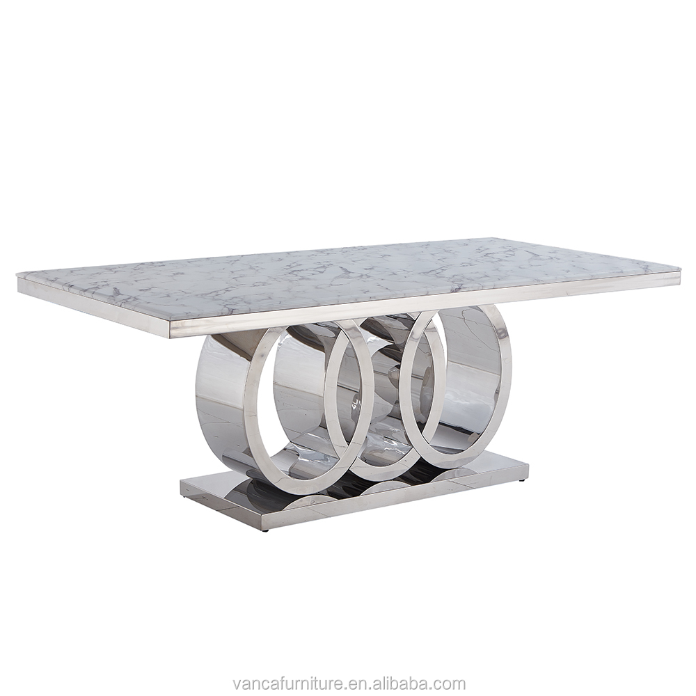 Wholesale Modern Stainless Steel Metal 3 Circles Base Dining Room