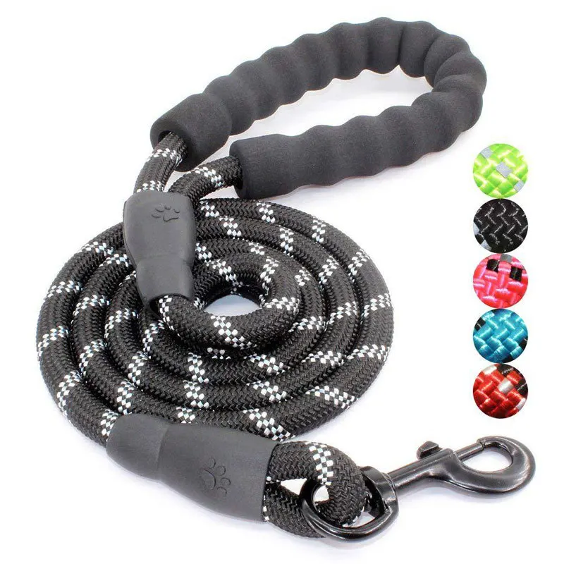 

2022 Anti Slip Soft Padded Handle 5FT 1.5M Highly Reflective Threads Nylon Climbing Rope Dog Leash