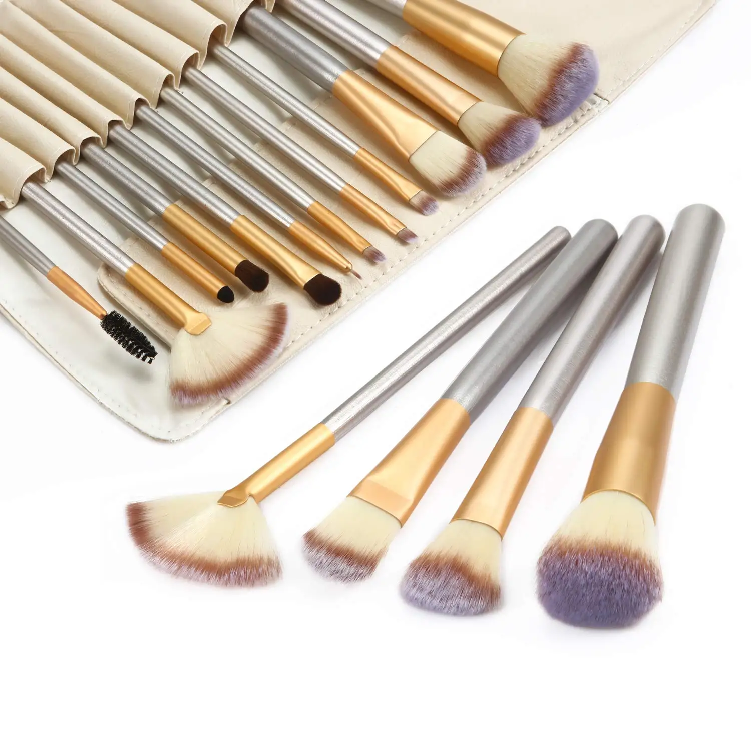 

Professional 12pcs Synthetic Hair silver Makeup Brush Set brochas de maquillaje Cosmetic Brushes Set factory Wholesale Custom