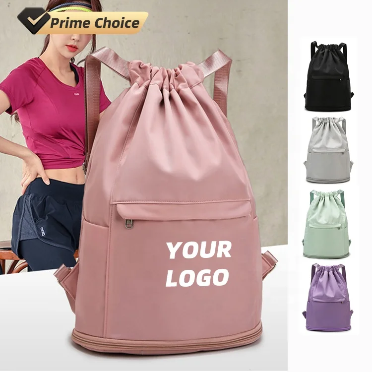 

Wish Compras Shop Online Scalable Extensible Drawstring Large Travel Waterproof Unisex Sports Nylon Custom Logo Gym Backpack Bag