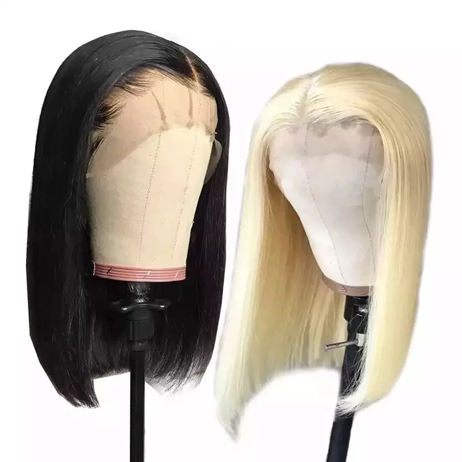 XBL drop shipping wholesale Brazilian human hair lace front wigs,top grade straight short hair bob wigs for black women