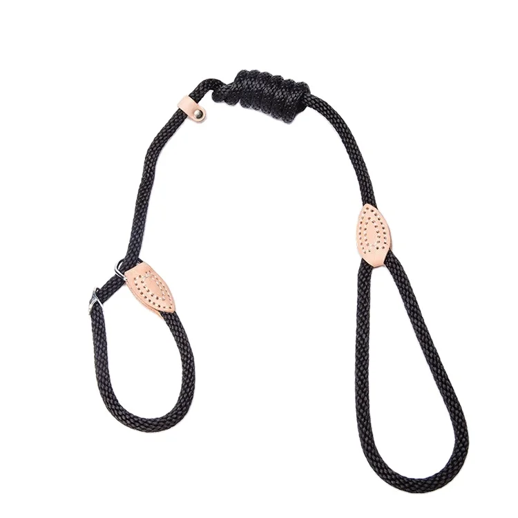 

Unique Strong Rope Dog Leash Collar With Black Nickel Clip