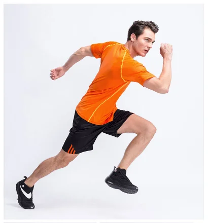 

Male jogging quick dry gym fitness training sports workout clothing set, Multi color
