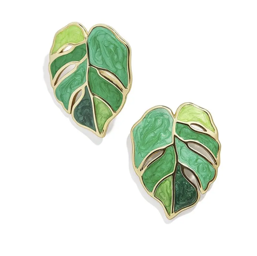 

zinc alloy drop oil soft enamel pearlescent Leaf stud Earrings, summer ins leaves Petal Drop earring sticker flower Jewellery