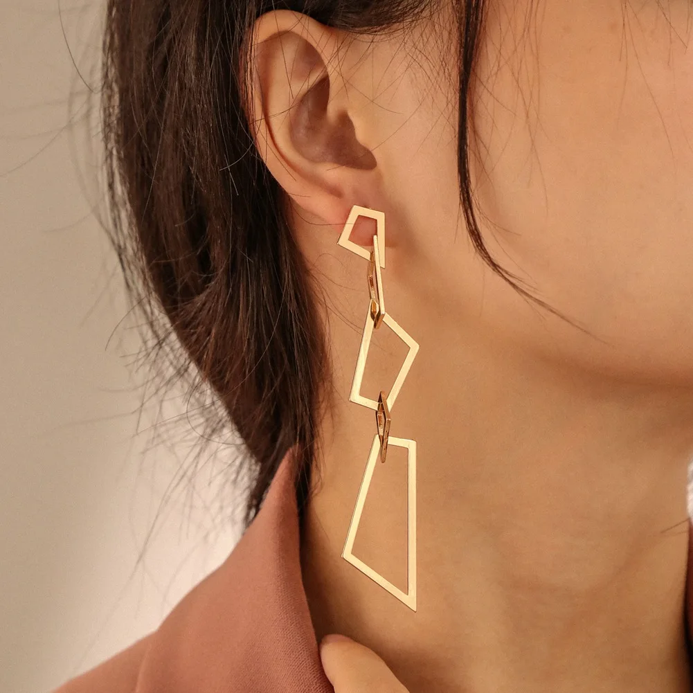 

Hot Sale Trendy Simple Long Geometric Drop Earrings for Women Jewelry Wholesale