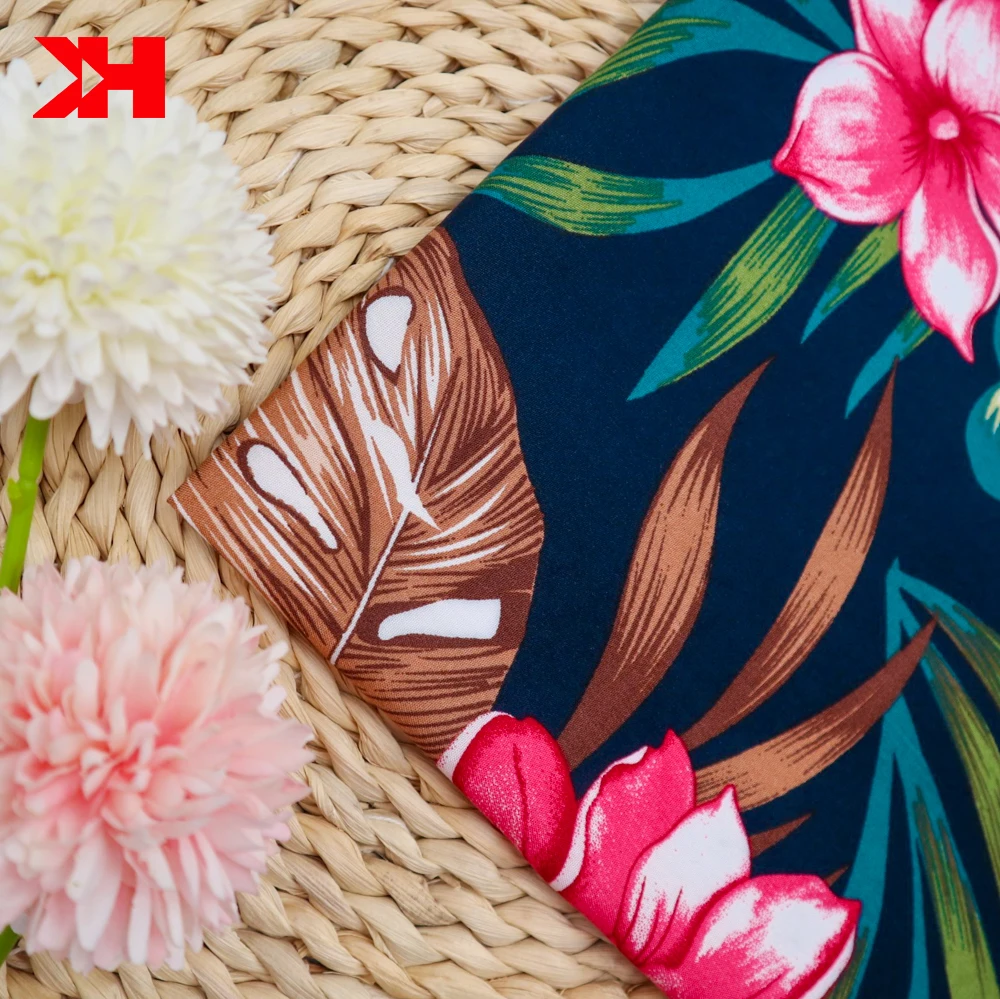 

Shaoxing textile stock tropical printed 100% viscose fabric in rayon