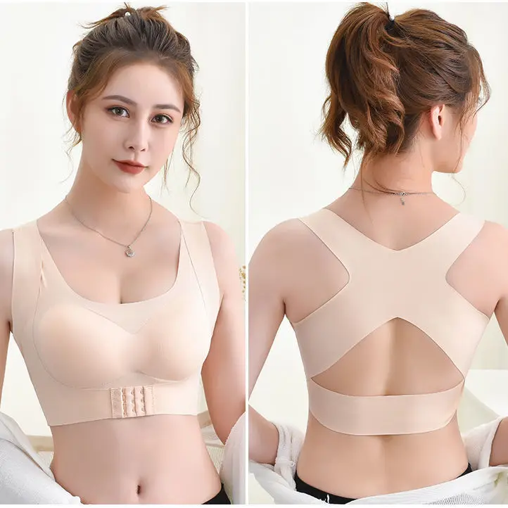 

2021 Women 2 in 1 running padded seamless bra beautiful gym yoga wireless yoga posture corrector bra