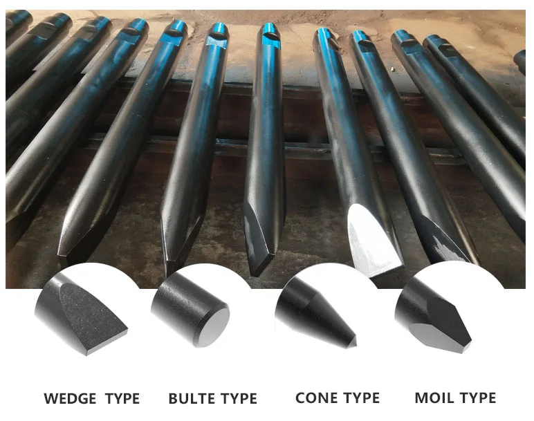 Hydraulic Breaker Tool Moil Wedge Point Chisel Concrete Breaker Chisel