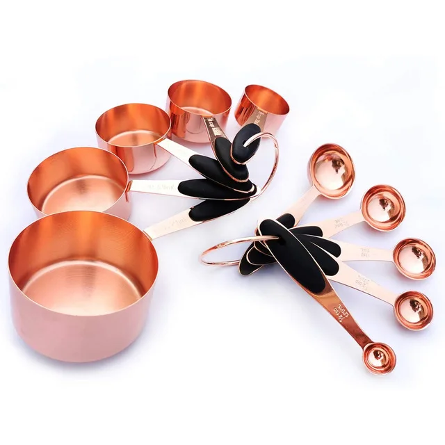 

Eco-Friendly 10 Pcs Rose Gold Stainless Steel Measuring Cups And Spoons Set For Kitchen Cooking Baking, Customized