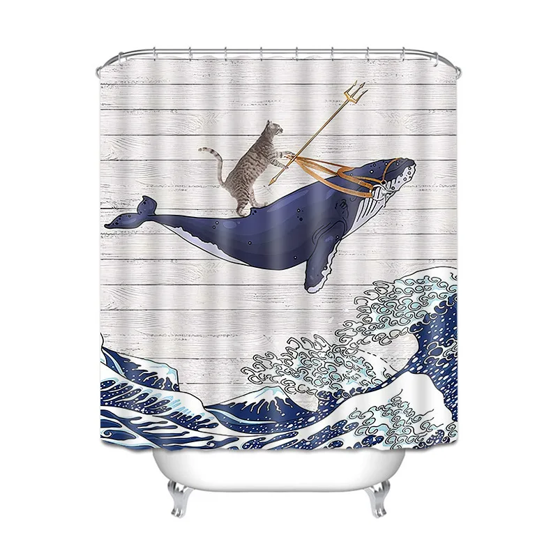 

2021 hot sales cartoon pattern home waterproof shower curtains for bathroom, Picture color